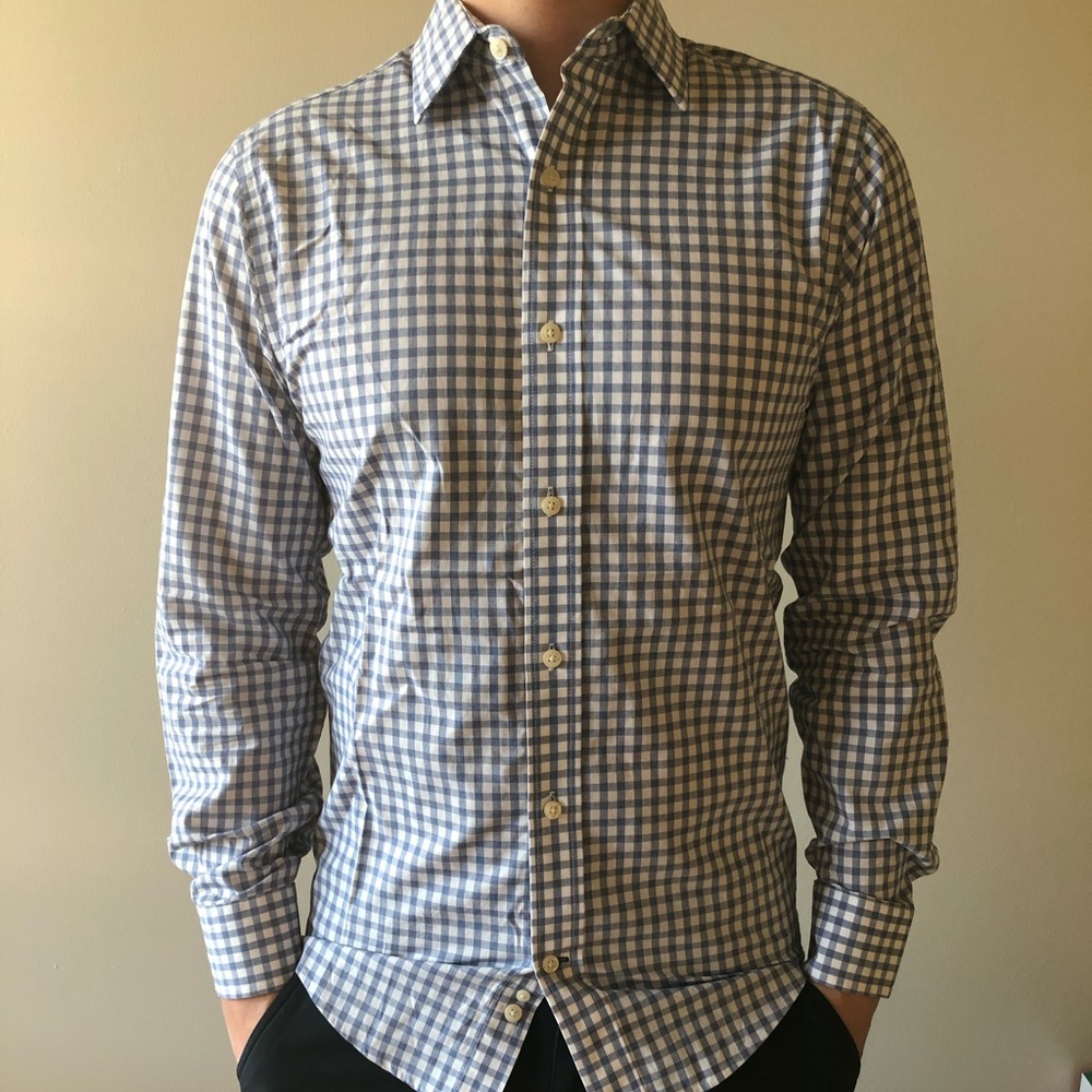 Gap Light Blue Plaid Long Sleeve Shirt